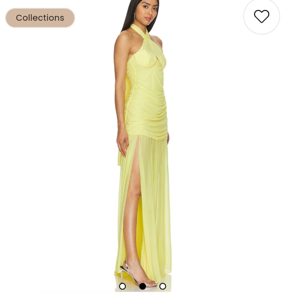 Nwt Retrofete maisie goddess  buttercream sheer layer slit maxi gown S - Picture 6 of 11
